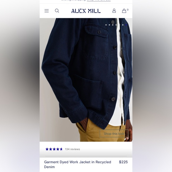 Alex Mill Garment Dyed Work Jacket Recycled Denim - Picture 9 of 9